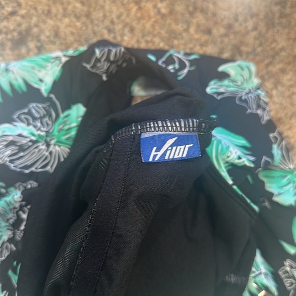 Hilor One Piece Asymmetric One Shoulder Bathing Suit Black/Green Womens Size 10 - Picture 12 of 16